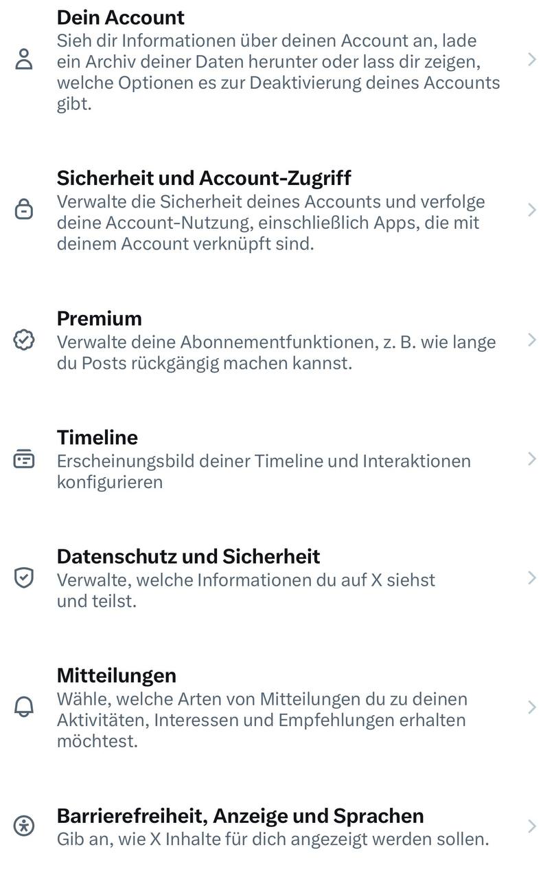 X Twitter Einstellungen – Dein Account, Sicherheit, Premium
