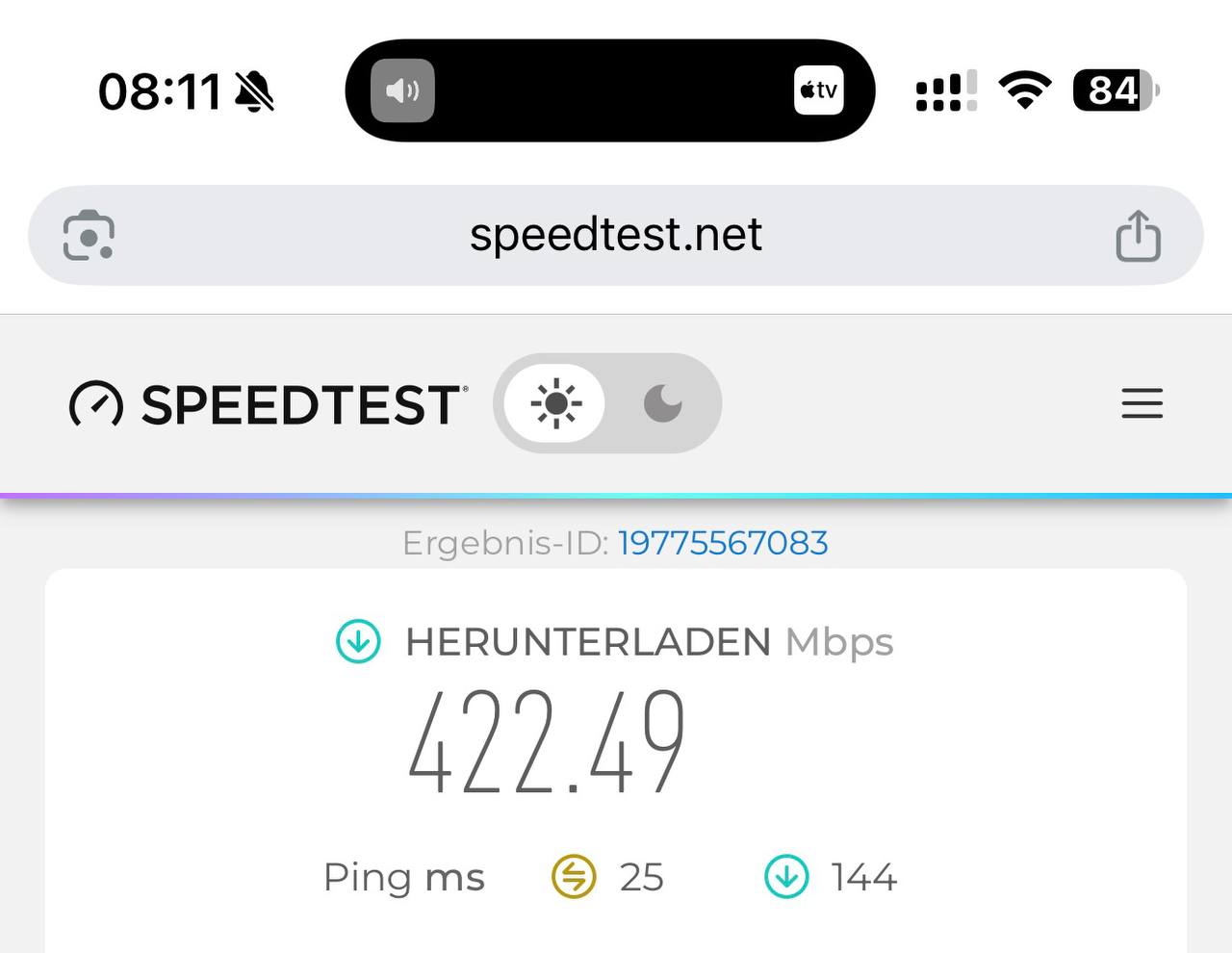 WLAN Speedtest 422 Mbps FritzBox